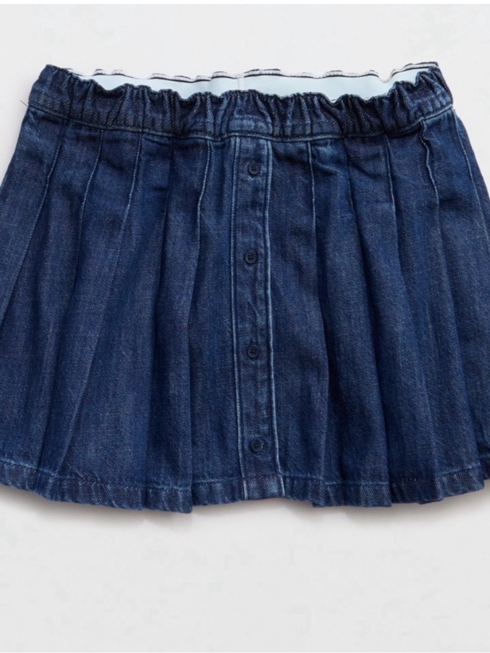 Dark Blue Denim Button Front Mini Skirt
